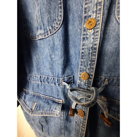 Denim & Co blue jean button down tie at the waist jacket 2X - Picture 7 of 10